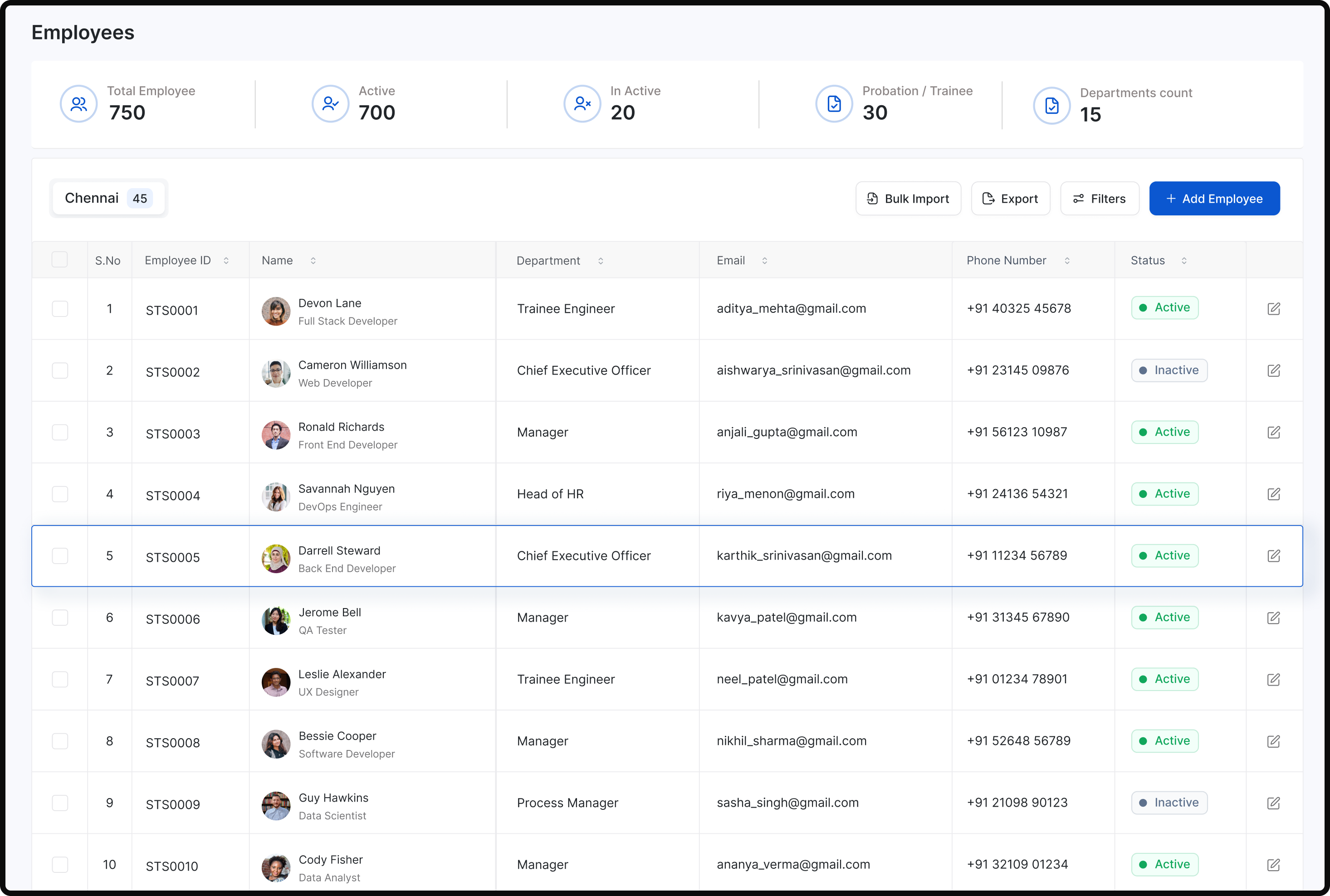 Core HR module preview