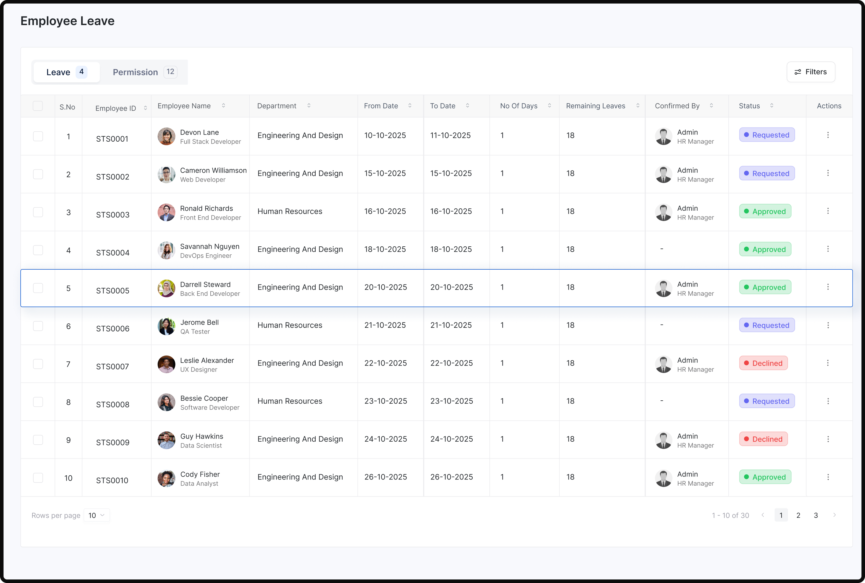 Leave and attendance module preview